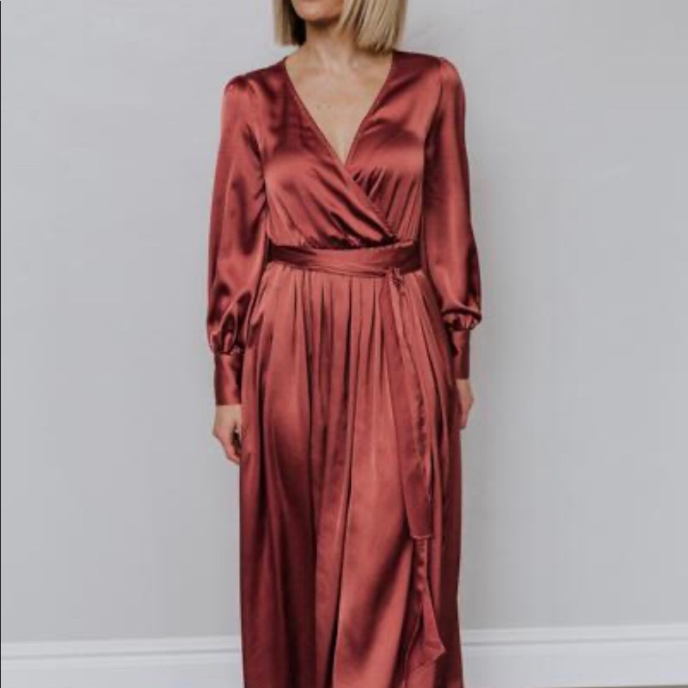 Jenna Satin Maxi Dress in Mauve